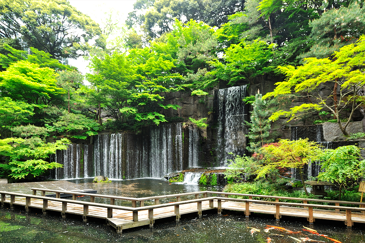 滝と庭園
